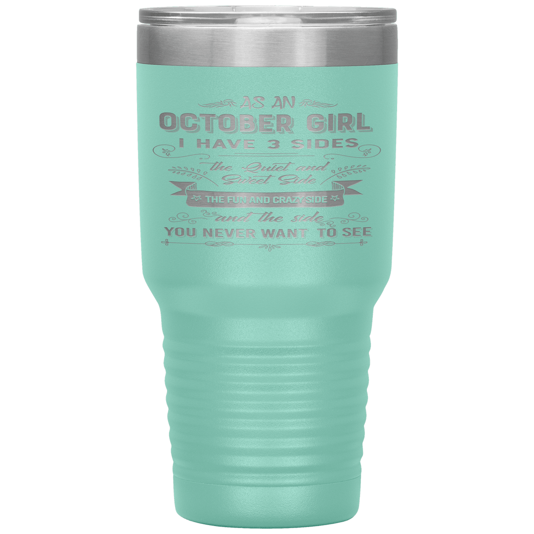 "October Girls 3 sides "Tumbler.Buy For Family & Friends. Save Shipping. - LA Shirt Company