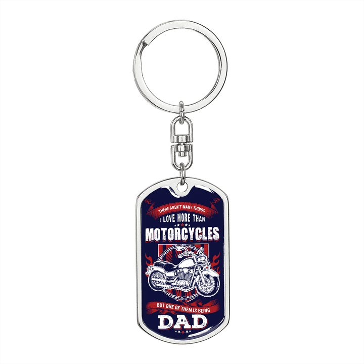 Graphic Dog Tag Keychain dad on motorcycles