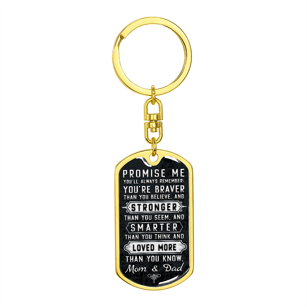 Graphic Dog Tag Keychain Promise me