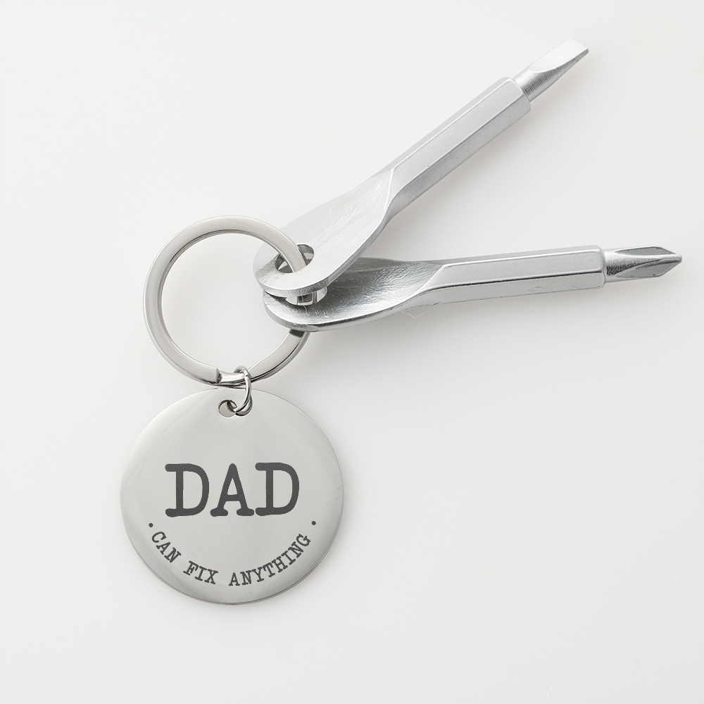 Screwdriver Keychain "Dad can fix anything"