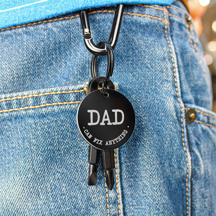 Screwdriver Keychain "Dad can fix anything"