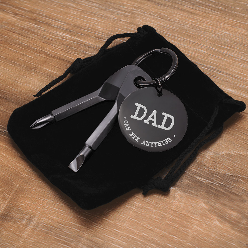 Screwdriver Keychain "Dad can fix anything"