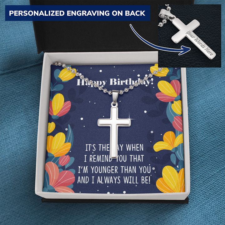 Personalized Cross Necklace Happy birthday