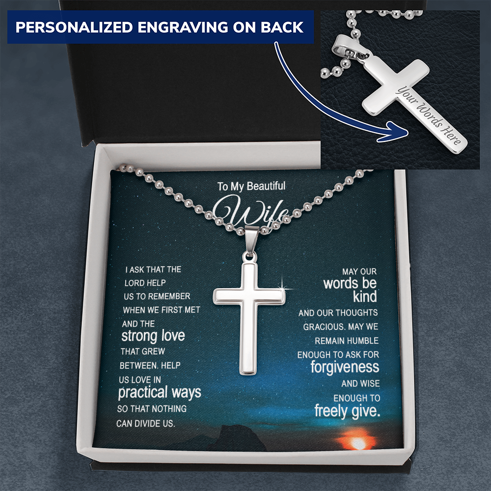 Personalized Cross Necklace For Wife