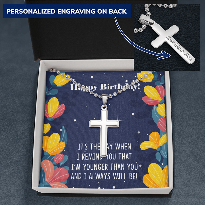 Personalized Cross Necklace Happy birthday