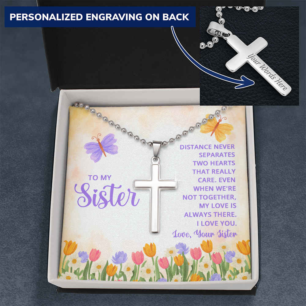 Personalized Cross Necklace For Sister
