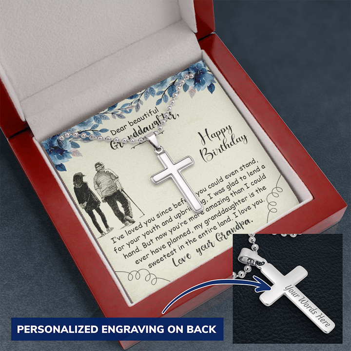 Personalized Cross Necklace for Granddaughter