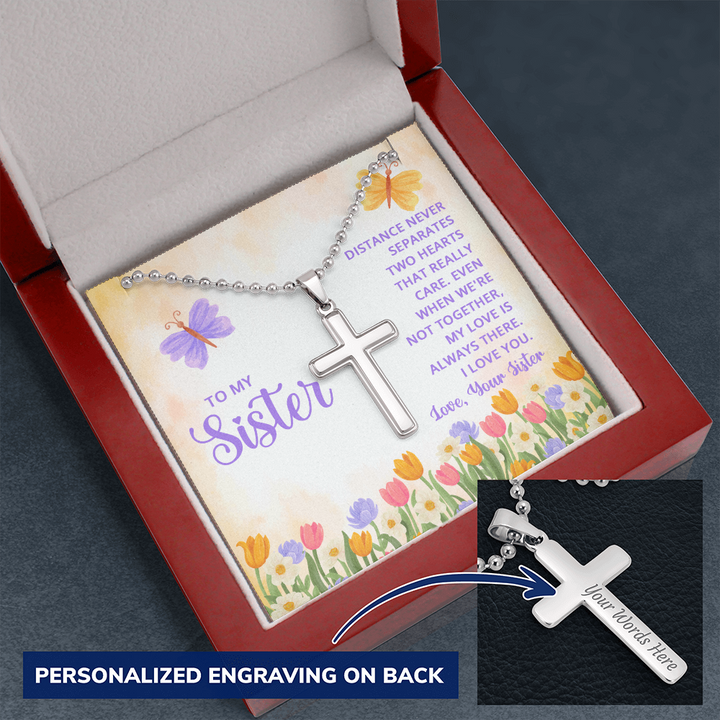 Personalized Cross Necklace For Sister