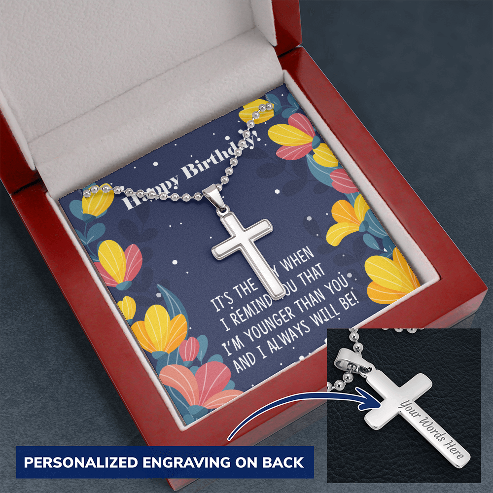 Personalized Cross Necklace Happy birthday