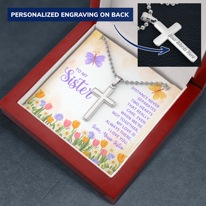 Personalized Cross Necklace For Sister