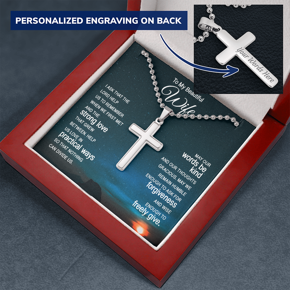 Personalized Cross Necklace For Wife