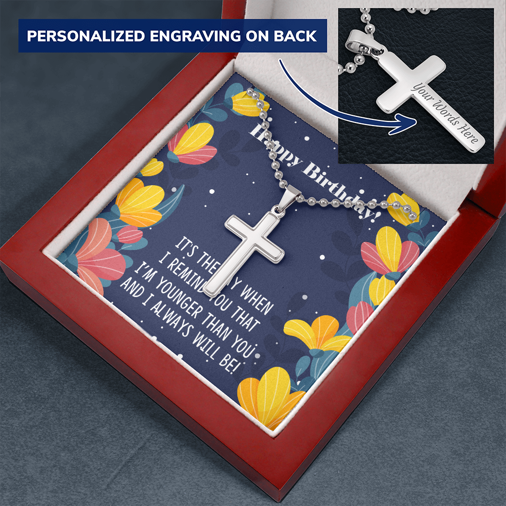 Personalized Cross Necklace Happy birthday