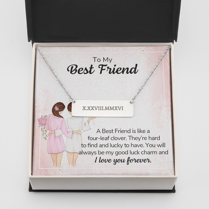 personalized Roman Numeral Horizontal Bar Necklace