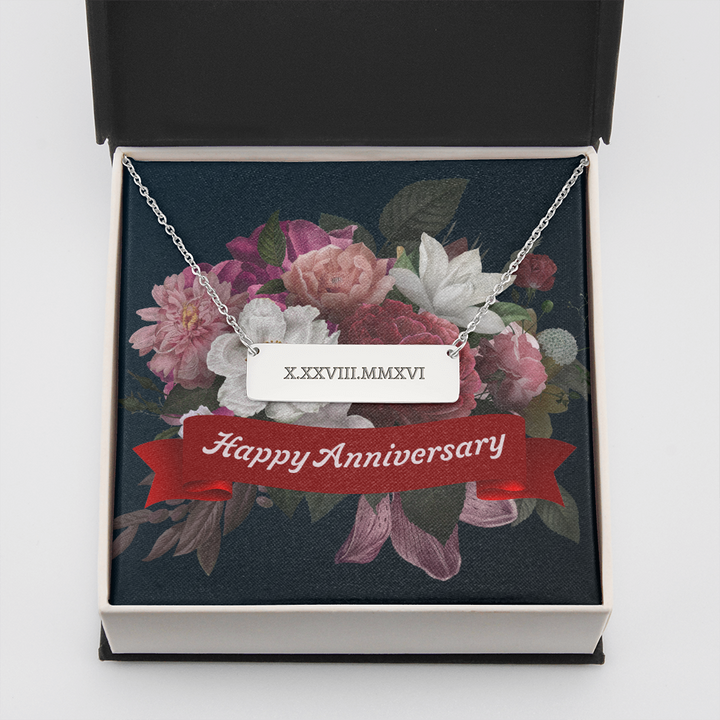 Roman Numeral Horizontal Bar Necklace anniversary