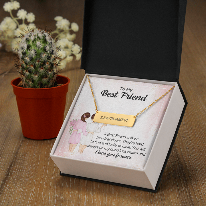 personalized Roman Numeral Horizontal Bar Necklace