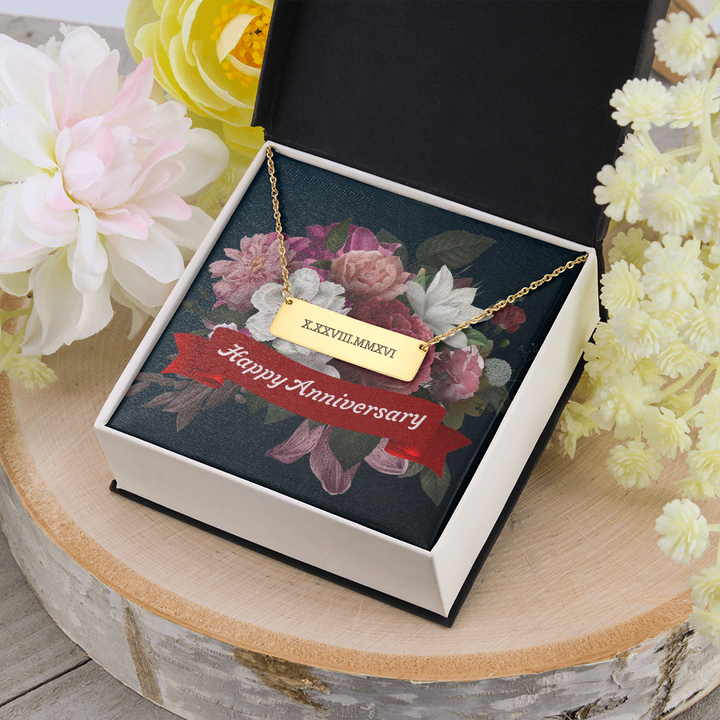 Roman Numeral Horizontal Bar Necklace anniversary