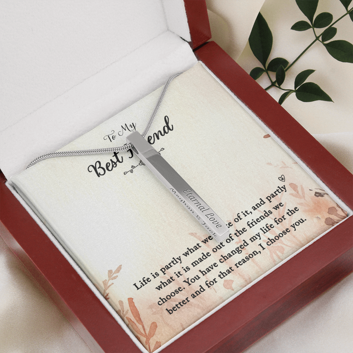 2 Sided Personalized Vertical necklace for Best Friend