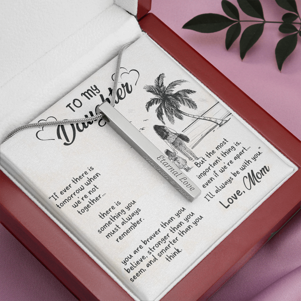 2 Sided Personalized Vertical Necklace For Your Daughter