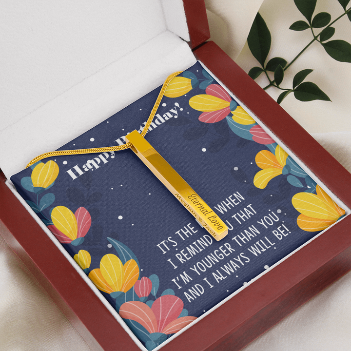 2 Sided Personalised Vertical Necklace Happy Birthday