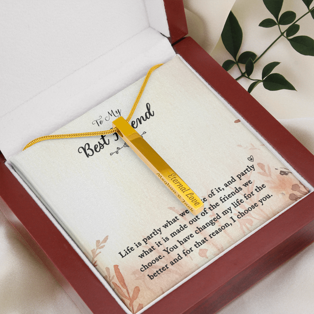 2 Sided Personalized Vertical necklace for Best Friend