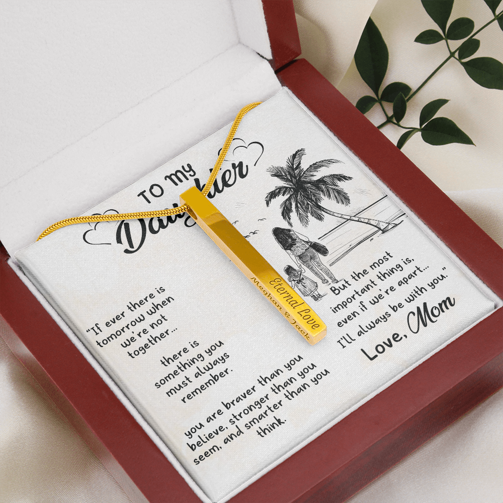 2 Sided Personalized Vertical Necklace For Your Daughter