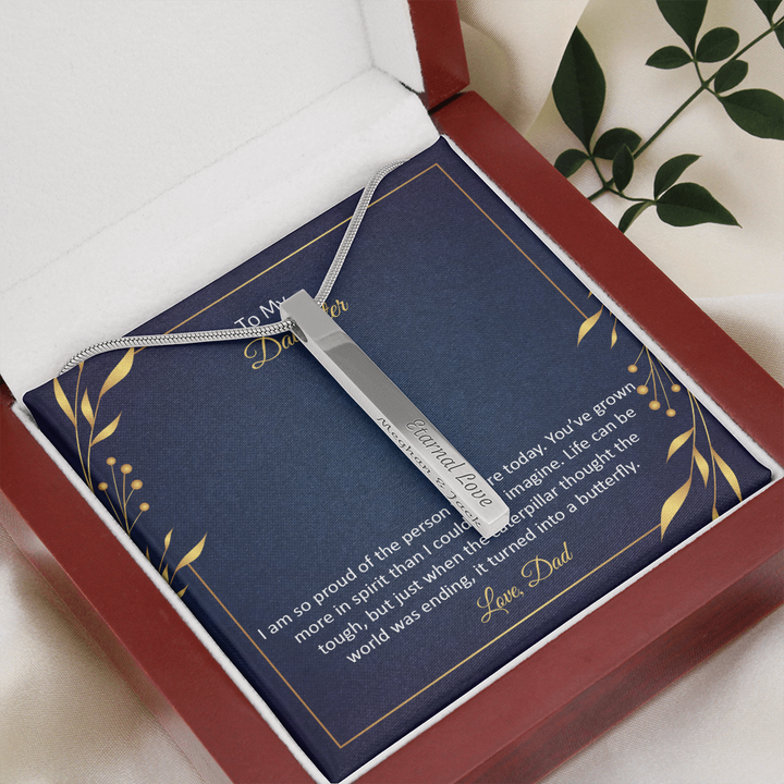 Personalised Engraved 4 Sided vertical bar necklace For your Daughter