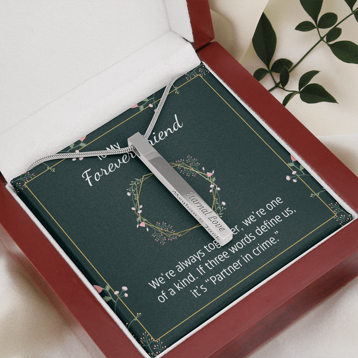 ENGRAVED PERSONALISED 4 SIDED VERTICAL NECKLACE FOR YOUR FOREVER FRIEND