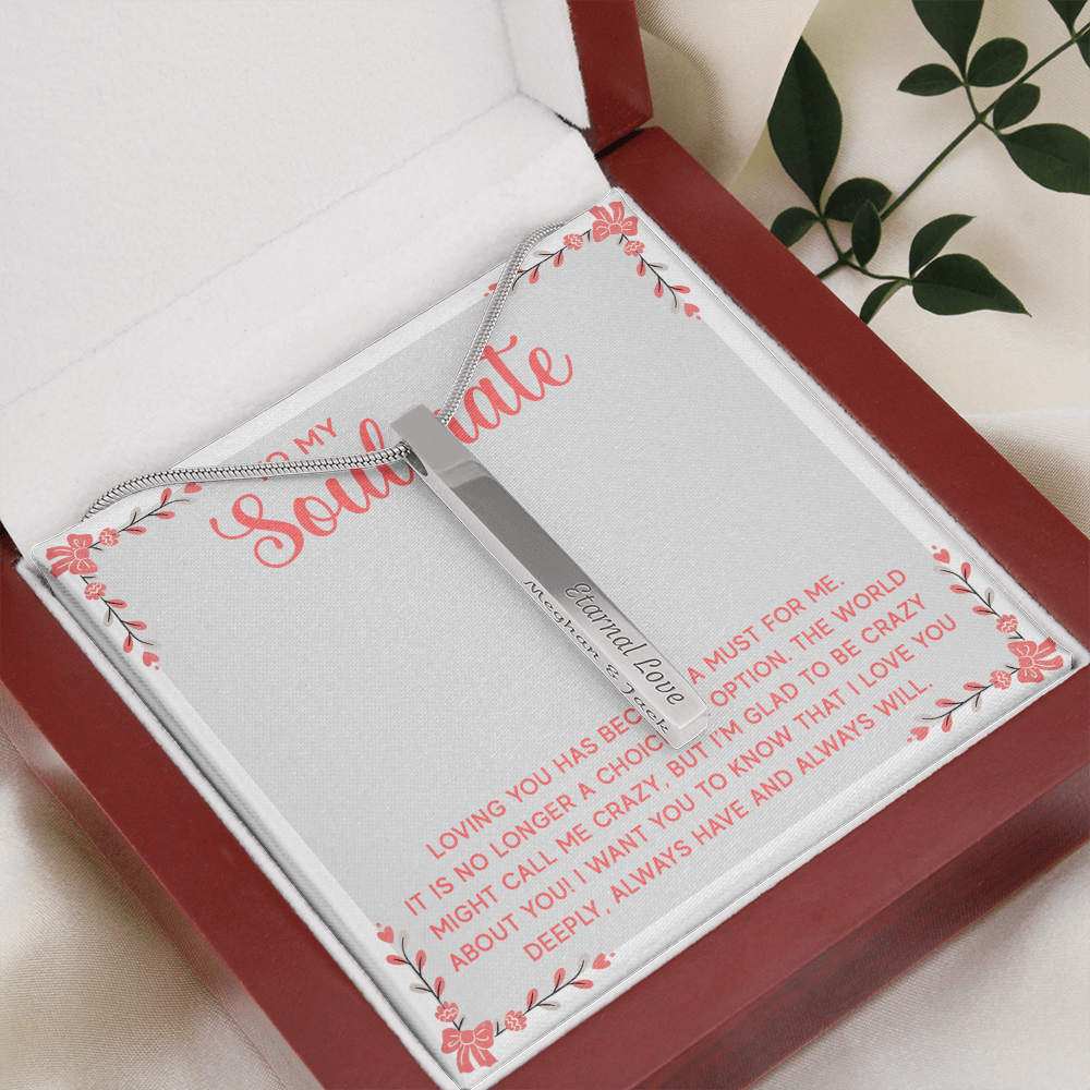 ENGRAVED PERSONALISED 4 SIDED VERTICAL NECKLACE FOR YOUR SOULMATE