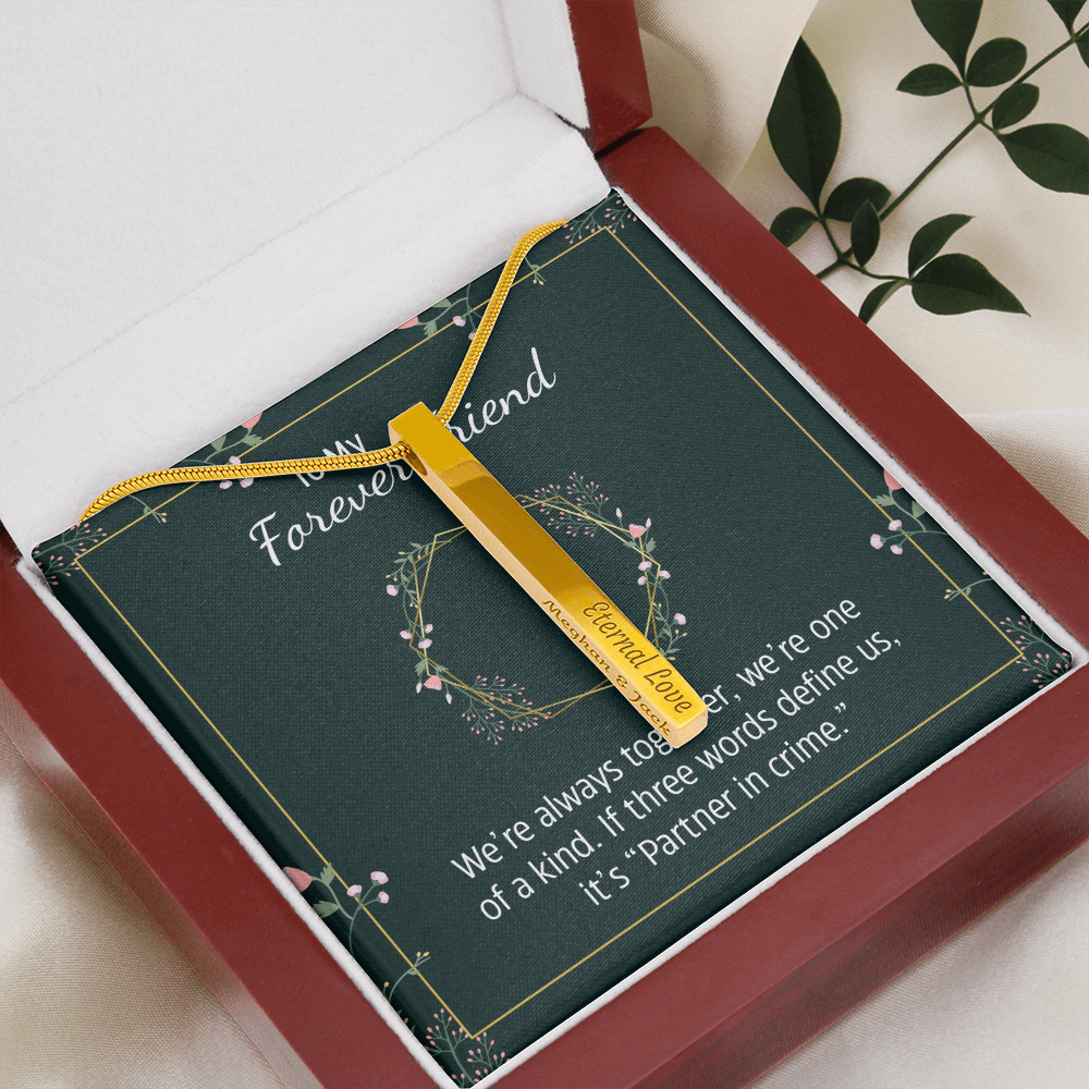 ENGRAVED PERSONALISED 4 SIDED VERTICAL NECKLACE FOR YOUR FOREVER FRIEND