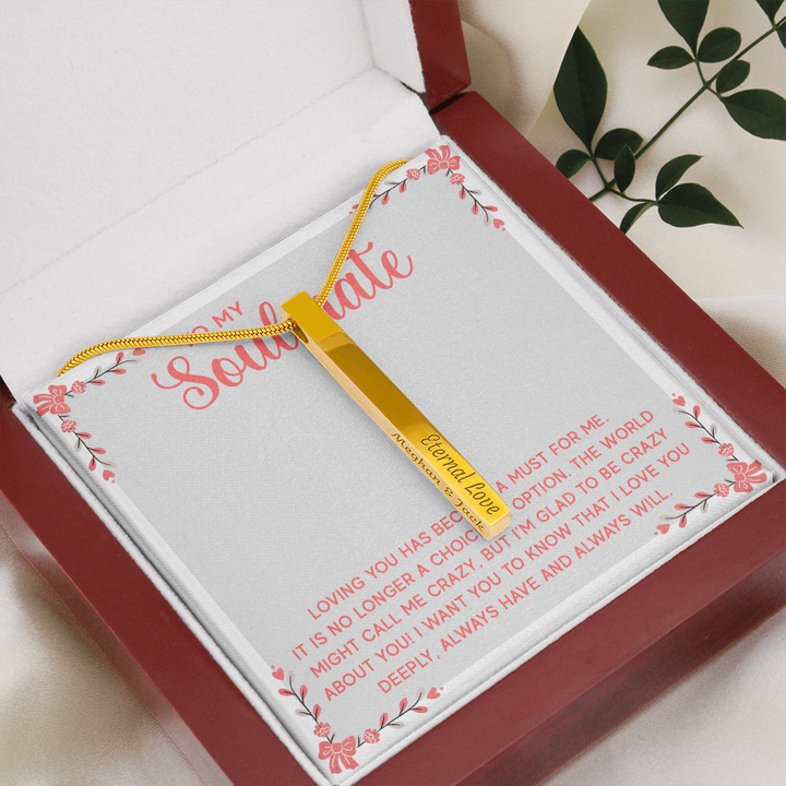 ENGRAVED PERSONALISED 4 SIDED VERTICAL NECKLACE FOR YOUR SOULMATE