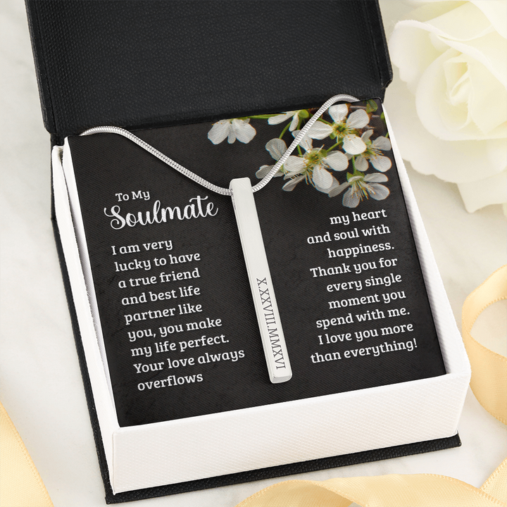 Soulmate Roman Numeral Vertical Stick Necklace