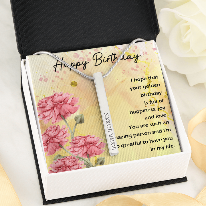 Birthday Roman Numeral Vertical Stick Necklace