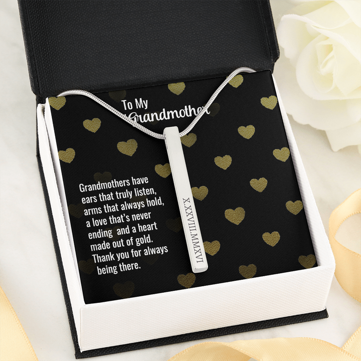 Grandmother Roman Numeral Vertical Stick Necklace
