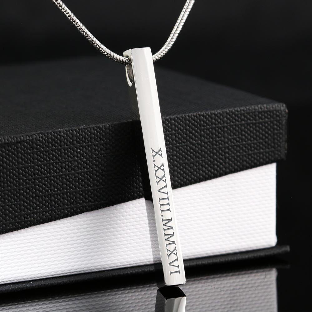 Birthday Roman Numeral Vertical Stick Necklace