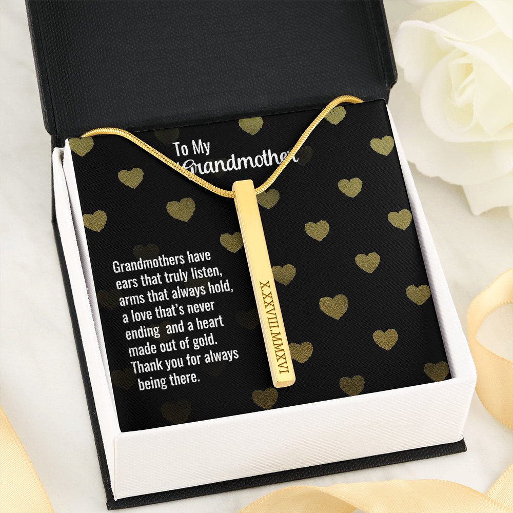 Grandmother Roman Numeral Vertical Stick Necklace