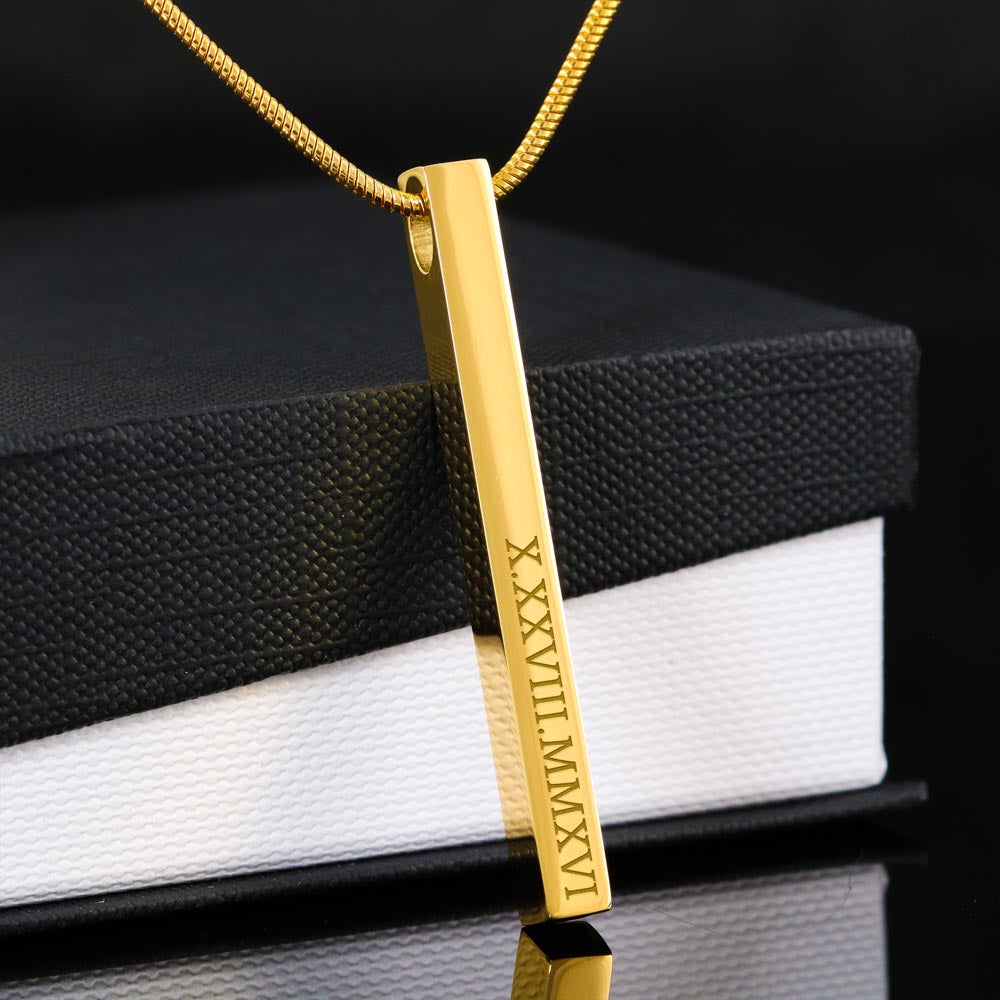 Roman Numeral Vertical Stick Necklace