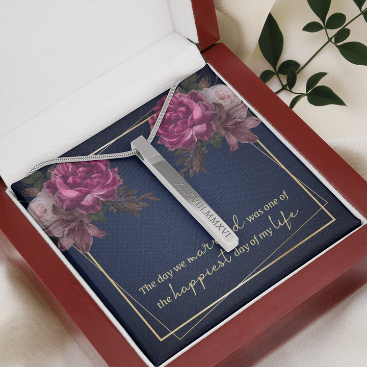 Roman Numeral Vertical Stick Necklace