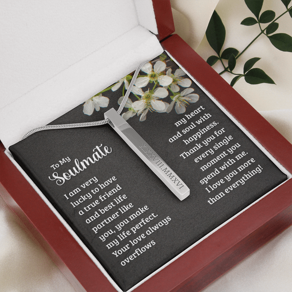 Soulmate Roman Numeral Vertical Stick Necklace