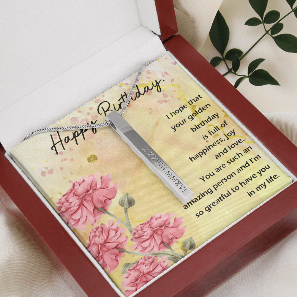 Birthday Roman Numeral Vertical Stick Necklace