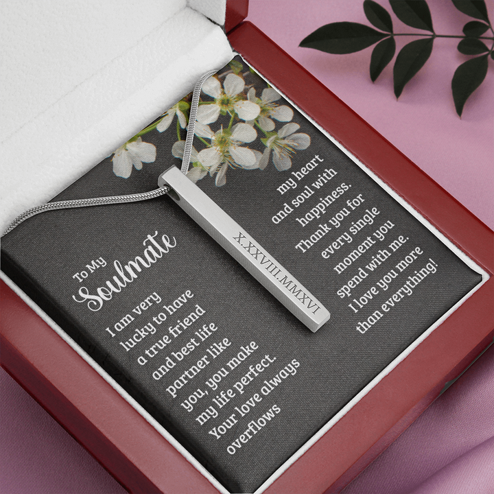 Soulmate Roman Numeral Vertical Stick Necklace