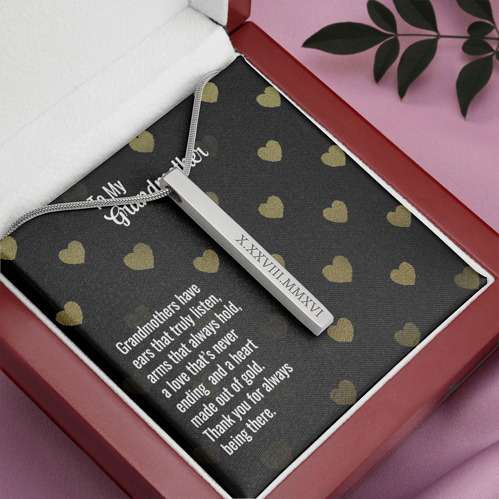 Grandmother Roman Numeral Vertical Stick Necklace