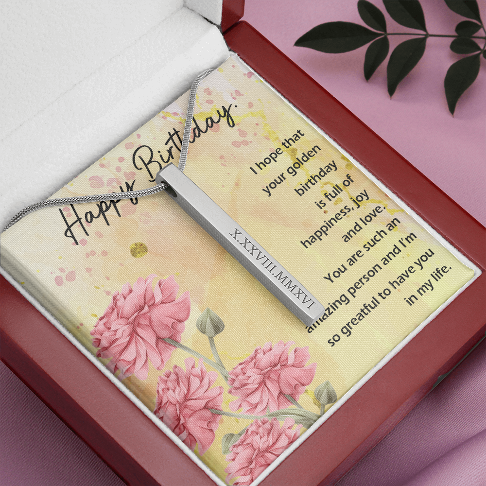 Birthday Roman Numeral Vertical Stick Necklace