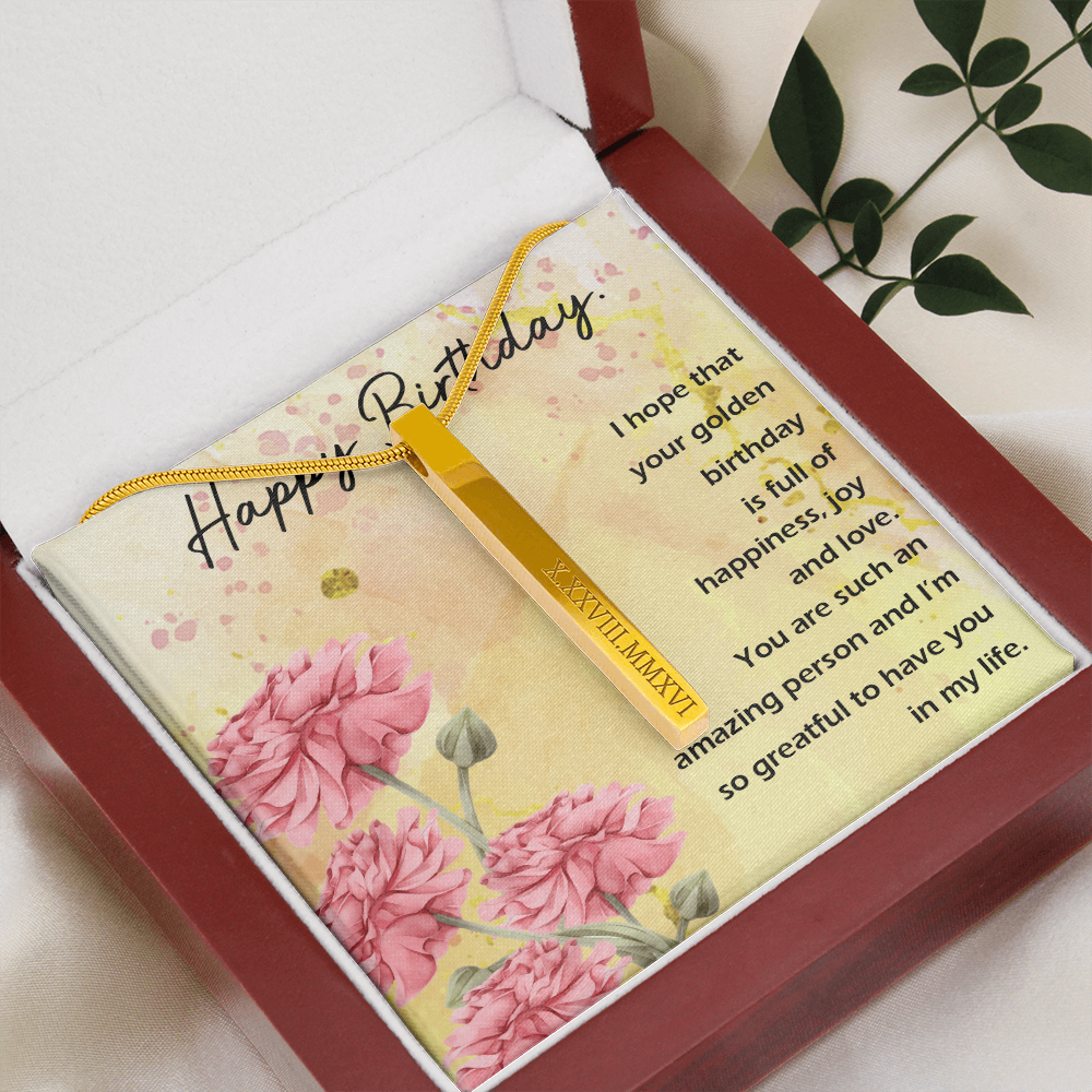 Birthday Roman Numeral Vertical Stick Necklace