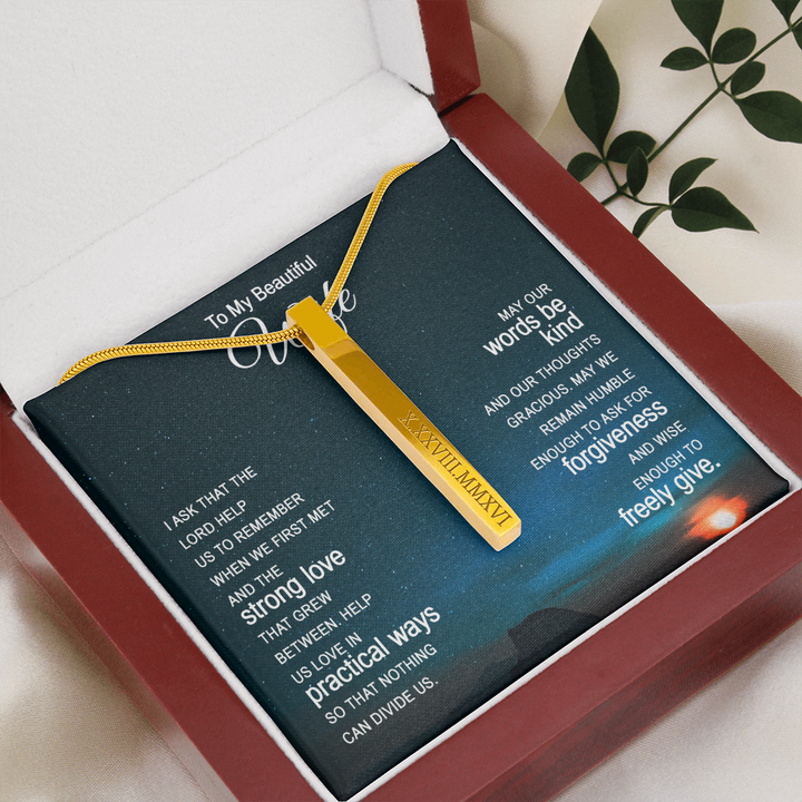 Wife Roman Numeral Vertical Stick Necklace
