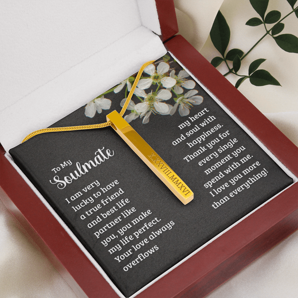 Soulmate Roman Numeral Vertical Stick Necklace