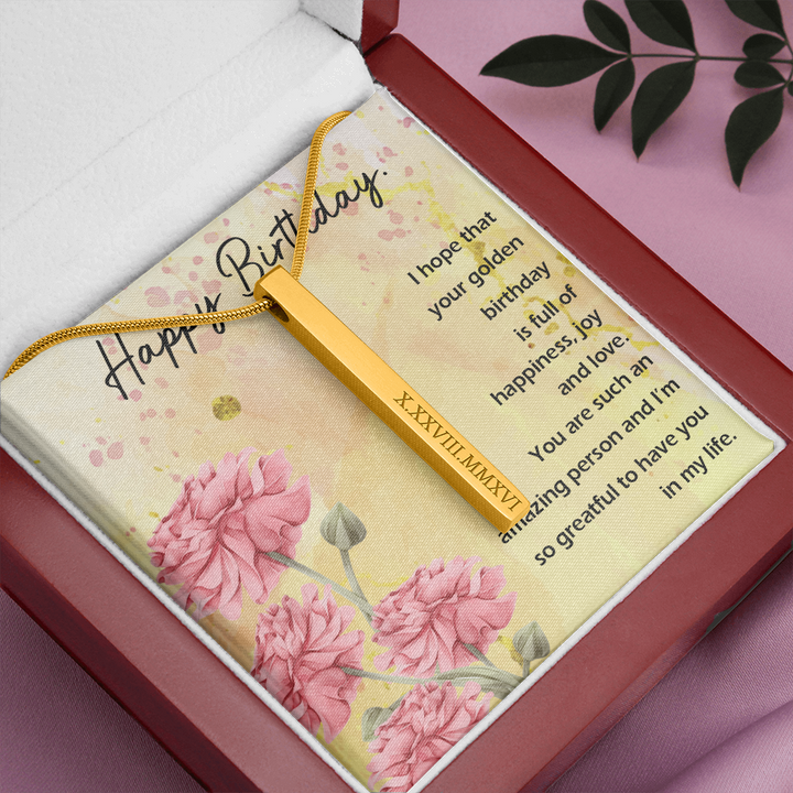 Birthday Roman Numeral Vertical Stick Necklace