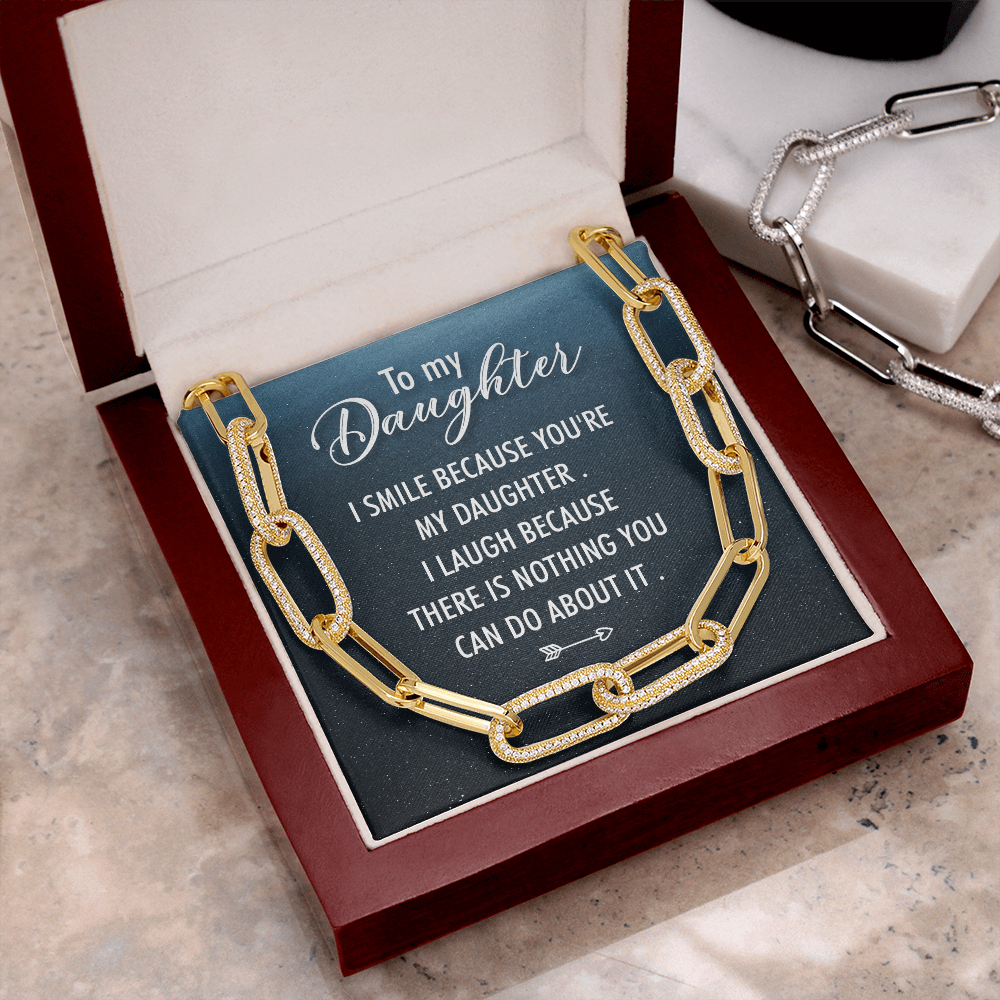 To my daughter-I SMILE Forever Linked Necklace