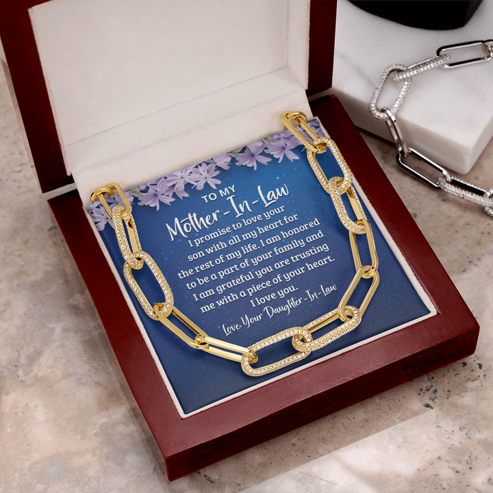 To My Mother-in-law - I promise to love your son with all my heart Forever Linked Necklace