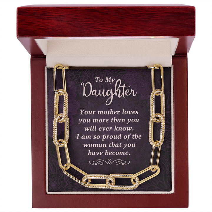 To my daughter-Your mother loves you Forever Linked Necklace