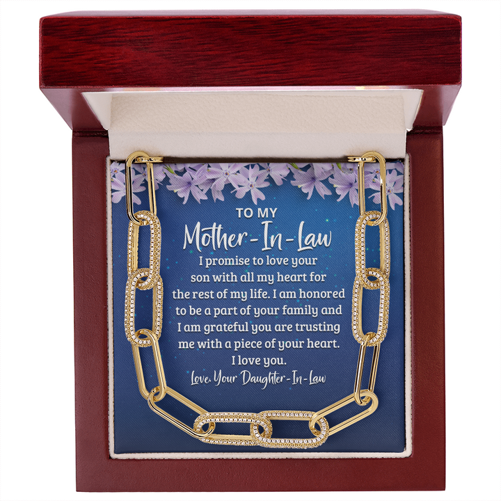 To My Mother-in-law - I promise to love your son with all my heart Forever Linked Necklace